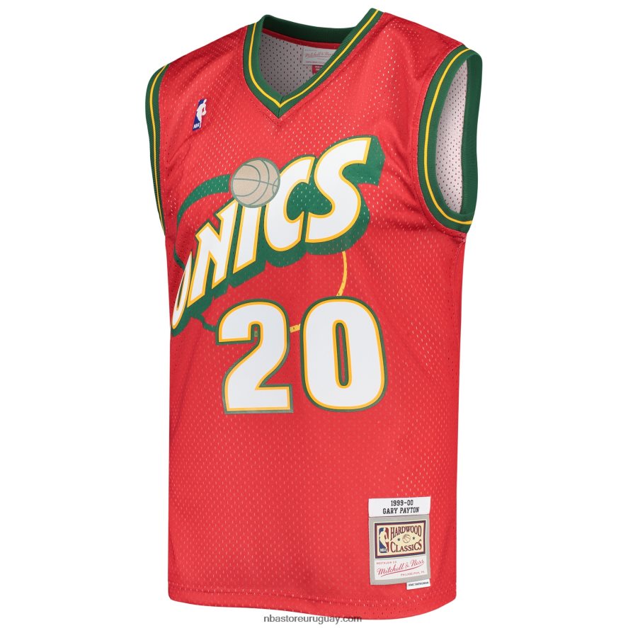 seattle supersonics gary payton rojo 1999-2000 auténticos clásicos de madera dura jersey swingman 6L080N2821 NBA