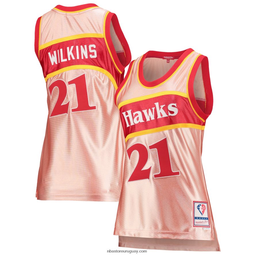 atlanta hawks dominique wilkins mitchell & ness rosa 75 aniversario oro rosa 1986 jersey swingman 6L080N12631 NBA