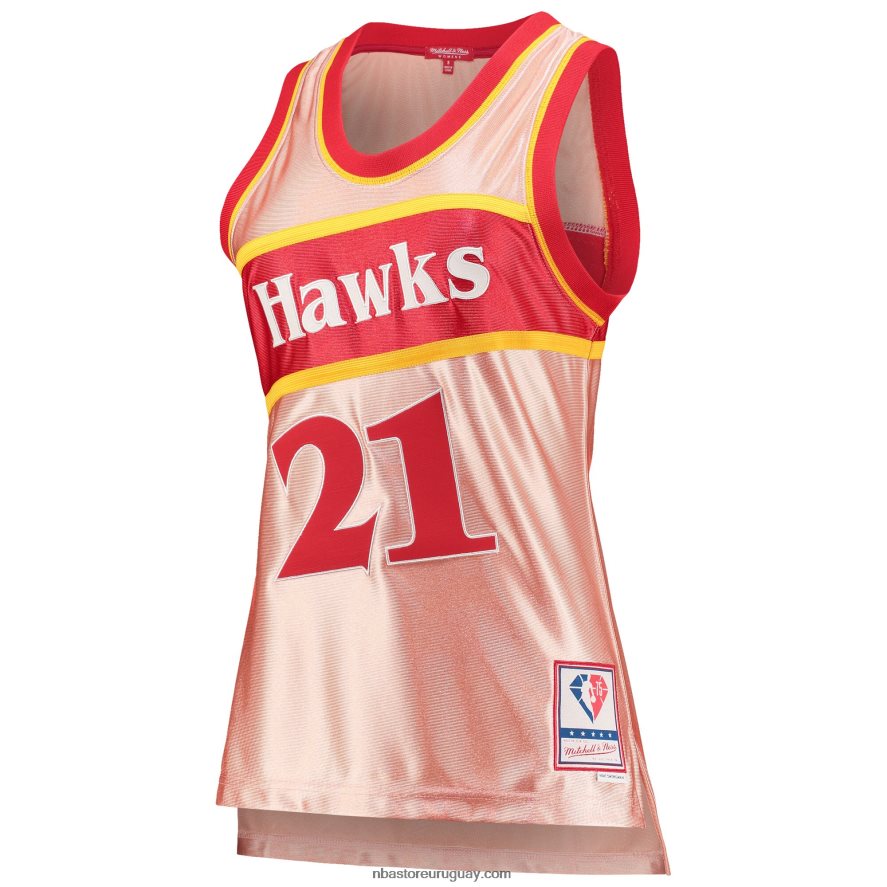 atlanta hawks dominique wilkins mitchell & ness rosa 75 aniversario oro rosa 1986 jersey swingman 6L080N12631 NBA