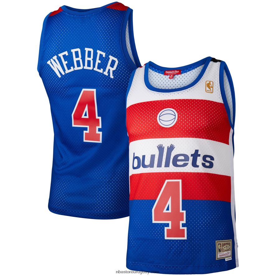 balas de washington chris webber mitchell & ness azul clásico de madera dura jersey swingman 6L080N16666 NBA