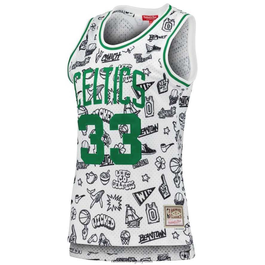 boston celtics larry bird mitchell & ness blancas 1985 garabatos swingman jersey 6L080N8855 NBA