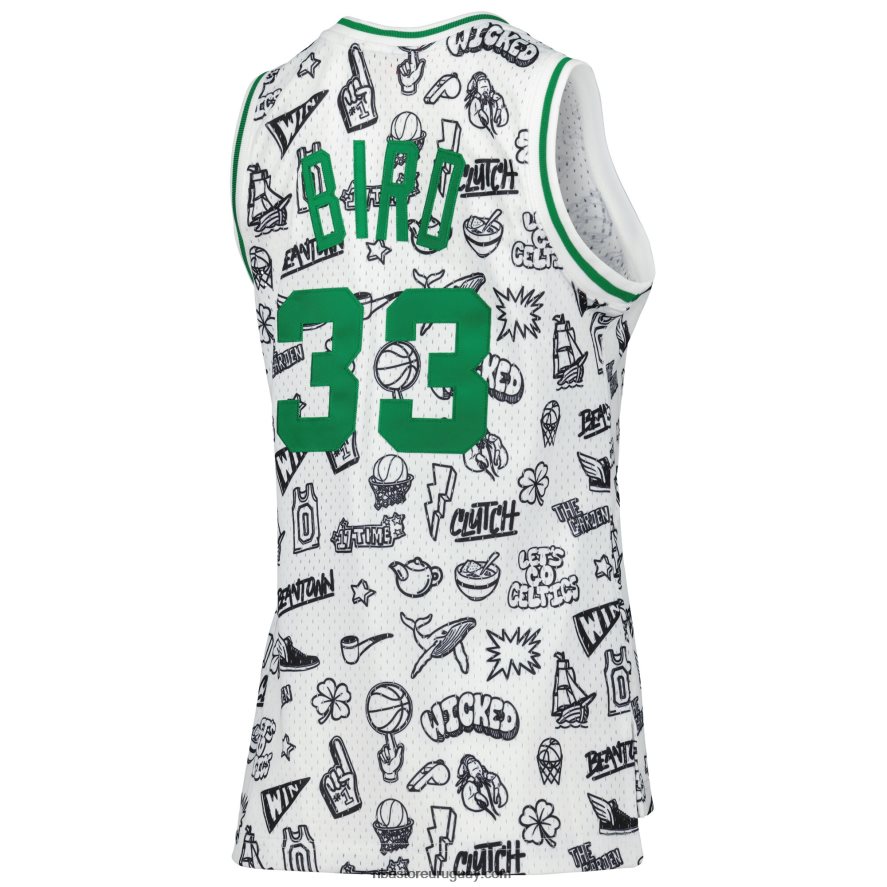 boston celtics larry bird mitchell & ness blancas 1985 garabatos swingman jersey 6L080N8855 NBA