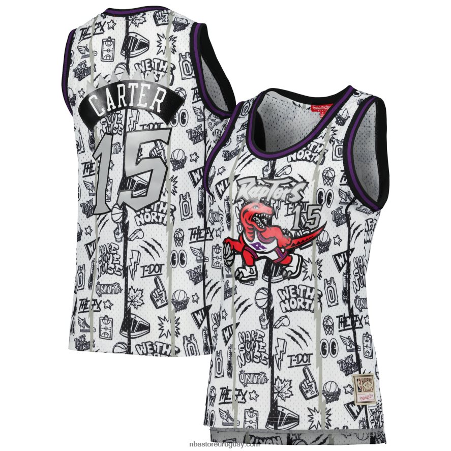 toronto raptors vince carter mitchell & ness blanco 1998 garabato swingman jersey 6L080N11930 NBA