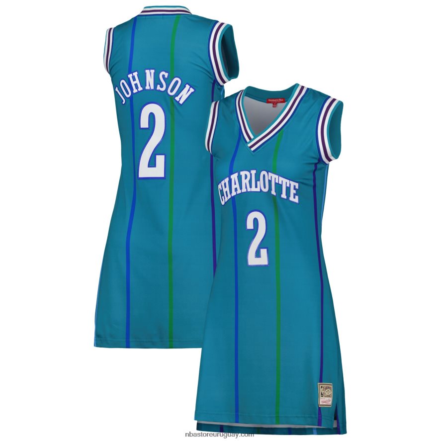 charlotte hornets larry johnson verde azulado 1992 hardwood classics nombre y número jugador jersey vestido 6L080N8964 NBA