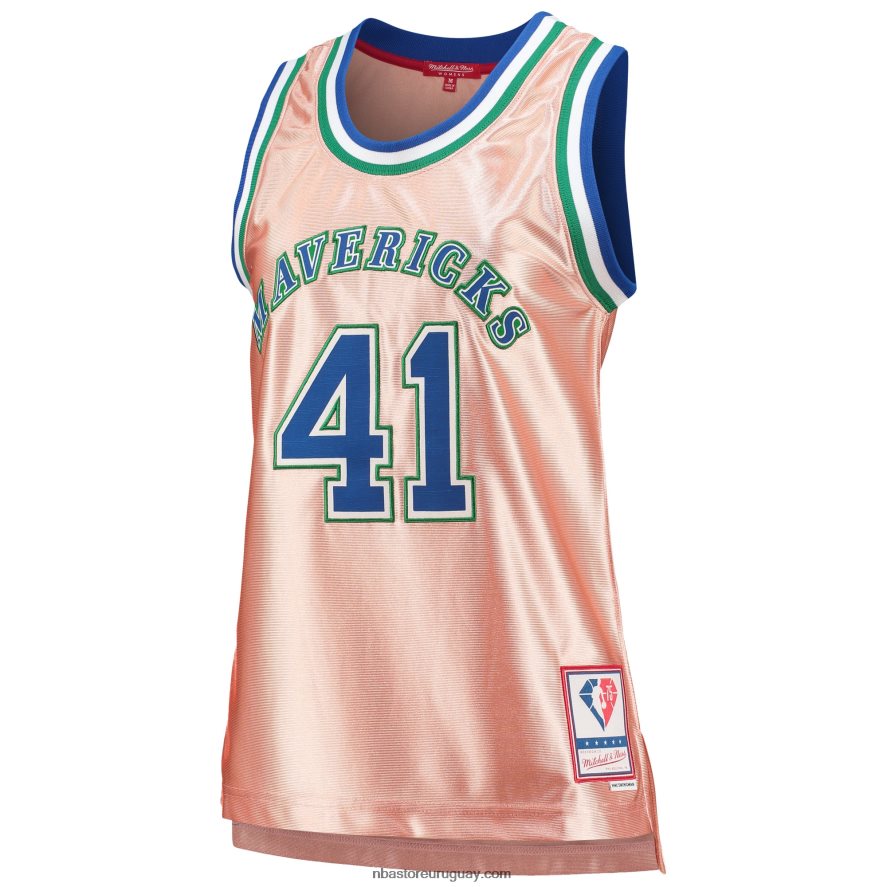 dallas mavericks dirk nowitzki mitchell & ness rosa 75 aniversario oro rosa 1998 jersey swingman 6L080N10849 NBA