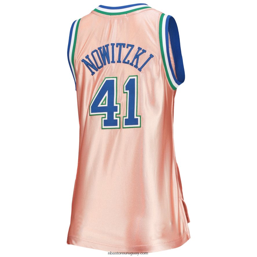 dallas mavericks dirk nowitzki mitchell & ness rosa 75 aniversario oro rosa 1998 jersey swingman 6L080N10849 NBA