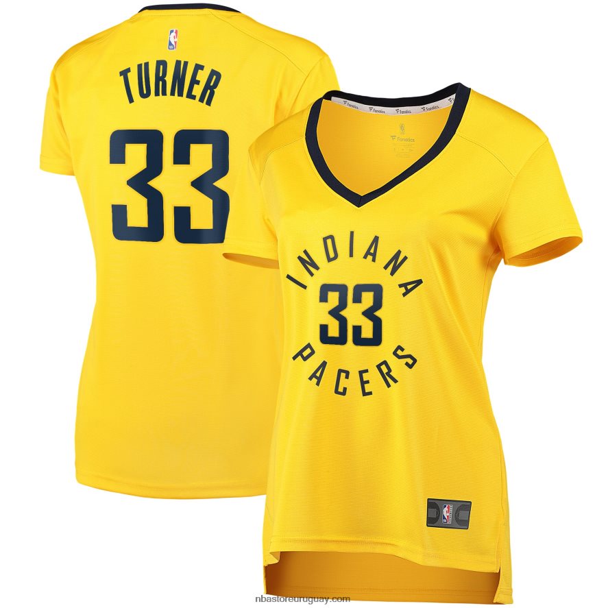 Indiana Pacers Myles Turner Gold Fast Break player réplica de playera 6L080N13569 NBA