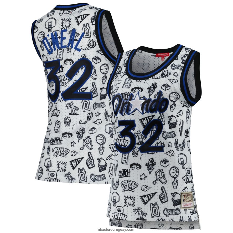 orlando magic shaquille o'neal mitchell & ness blanco 1994 doodle swingman jersey 6L080N10798 NBA