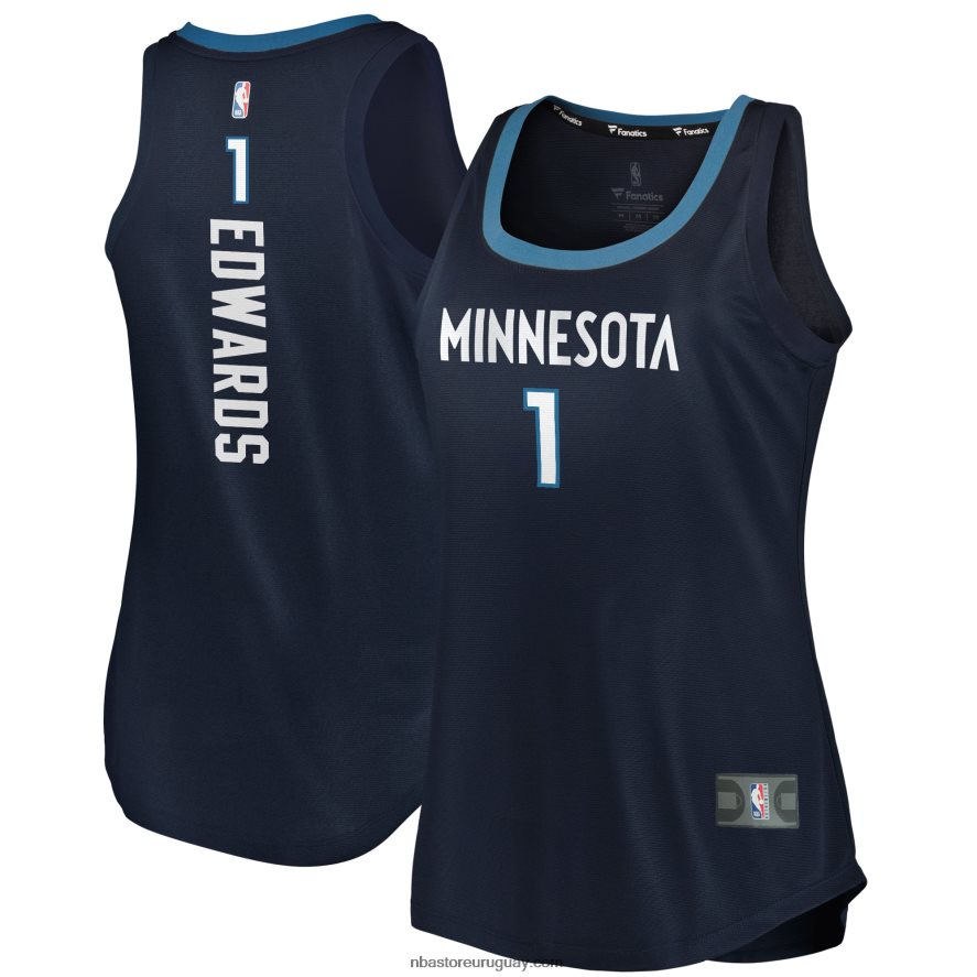 Camiseta de tirantes de rotura rápida azul marino de anthony edwards de los Timberwolves de minnesota 6L080N9598 NBA