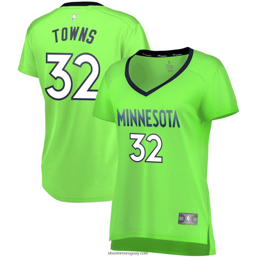 camiseta réplica de jersey verde neón de karl-anthony towns de los timberwolves de minnesota 6L080N10534 NBA