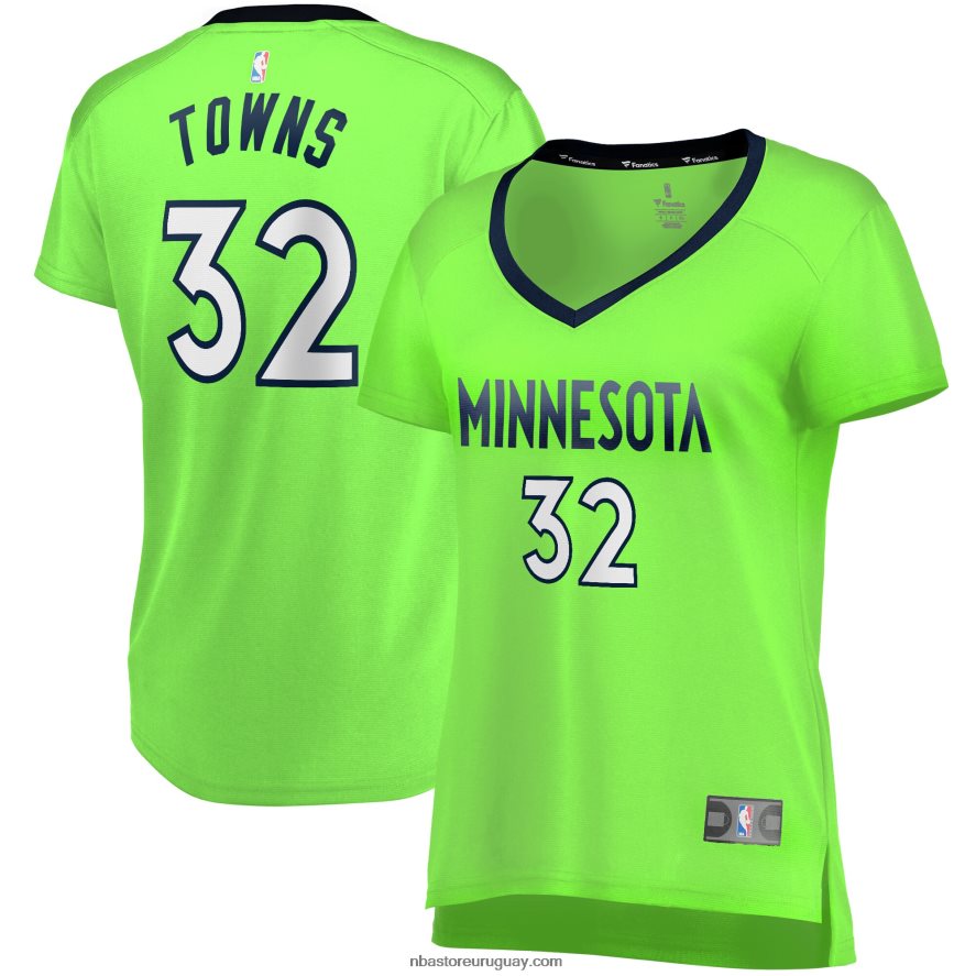 minnesota timberwolves karl-anthony towns verde fast break replica jugador jersey 6L080N15205 NBA