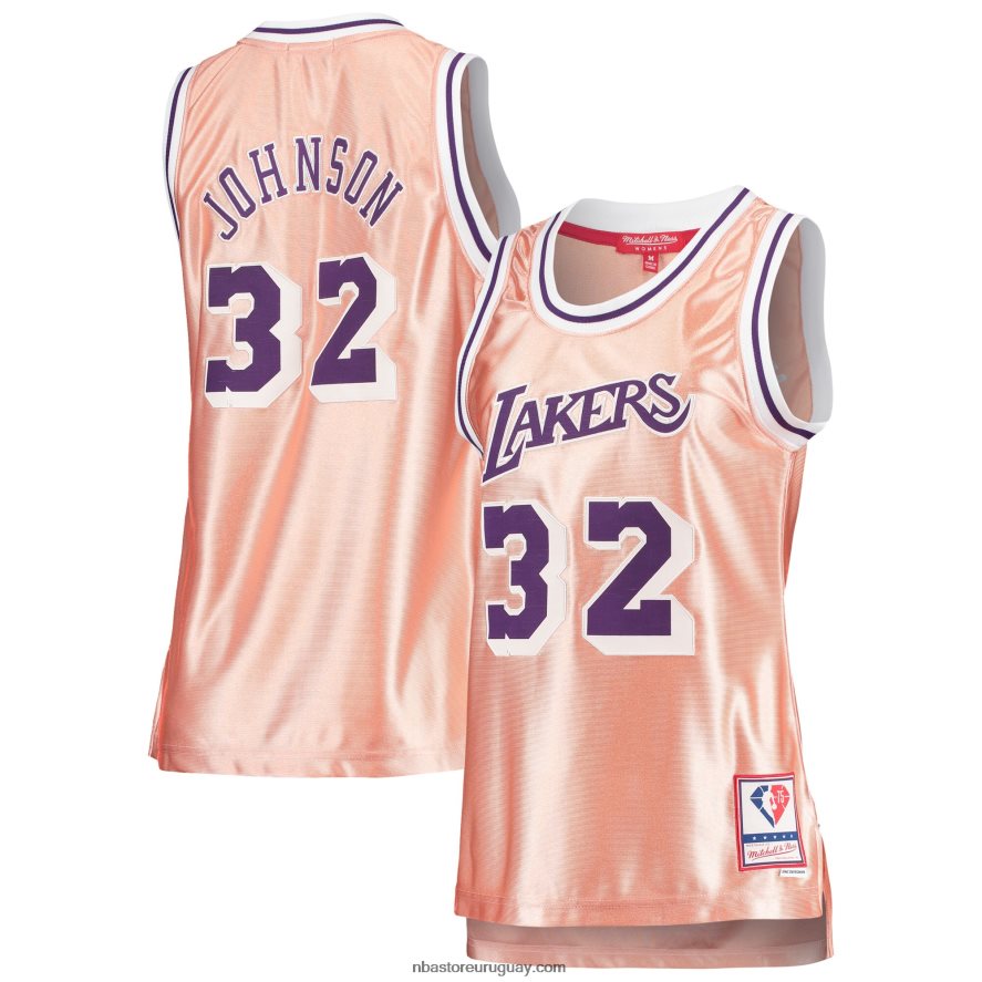 camiseta de los angeles lakers magic johnson rosa 75 aniversario oro rosa 1984 swingman 6L080N9737 NBA