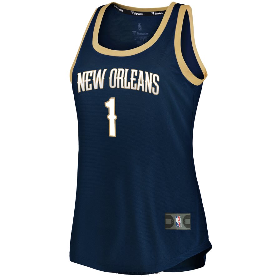 New Orleans Pelicans zion williamson camiseta sin mangas del equipo de descanso rápido azul marino 6L080N11428 NBA
