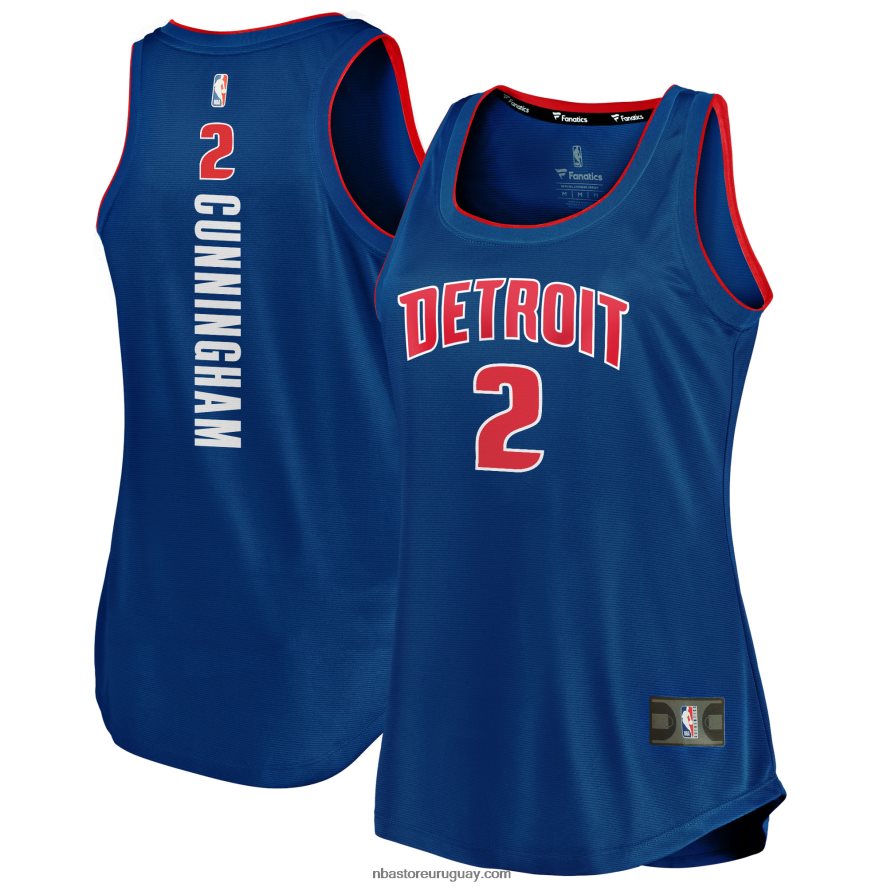 Detroit Pistons Cade Cunningham camiseta azul de tanque de rotura rápida 6L080N9562 NBA