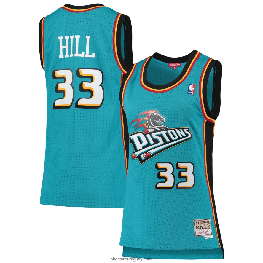 detroit pistons grant hill mitchell & ness teal hardwood classics swingman jersey 6L080N9807 NBA
