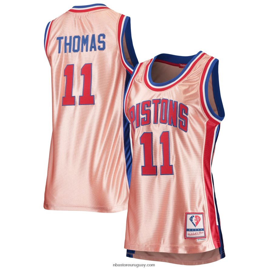 detroit pistons isiah thomas mitchell & ness rosas 75 aniversario oro rosa 1982 swingman jersey 6L080N13342 NBA