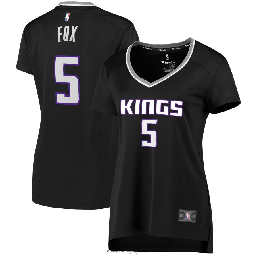Sacramento Kings De\'Aaron Fox Réplica de camiseta negra de jugador Fast Break 6L080N8941 NBA