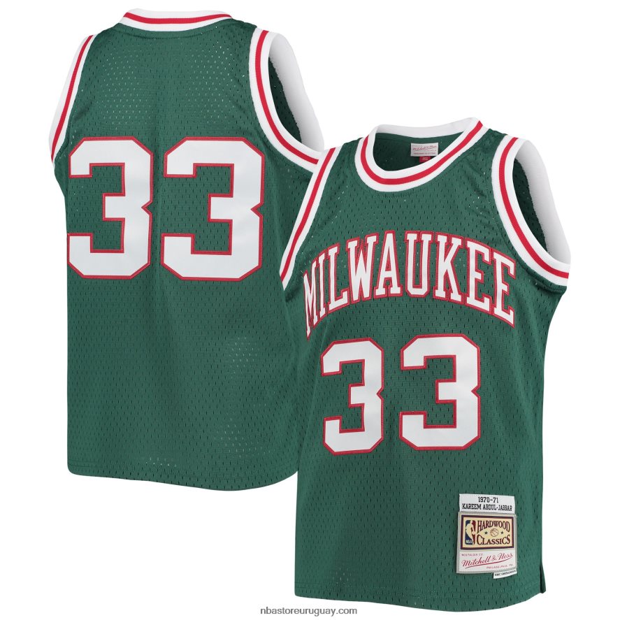 camiseta milwaukee bucks kareem abdul-jabbar green 1970-71 hardwood classics swingman 6L080N17040 NBA