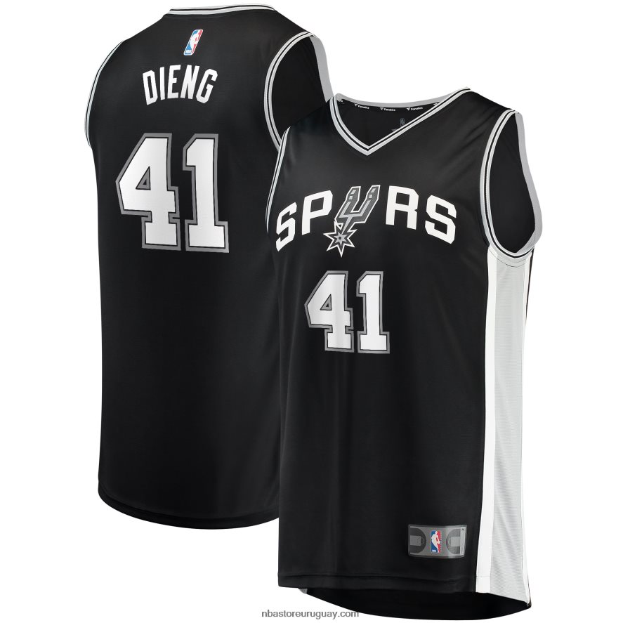san antonio spurs gorgui dieng camiseta negra de jugador de quiebre rápido 6L080N18489 NBA
