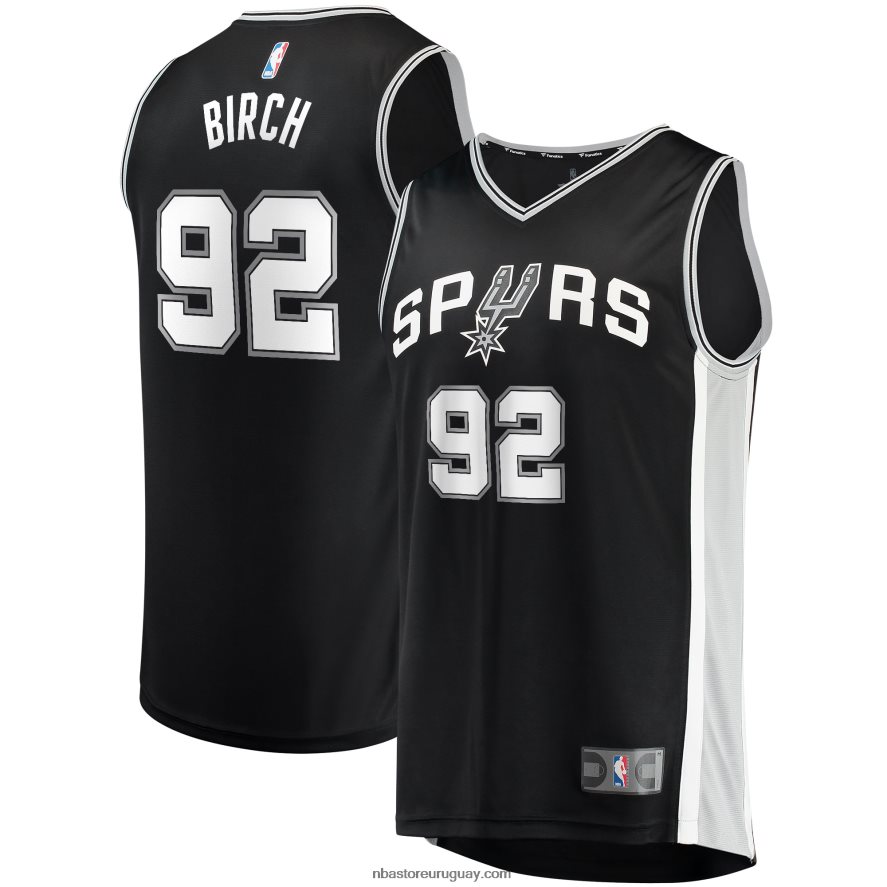 san antonio spurs khem birch camiseta negra de jugador de descanso rápido 6L080N18490 NBA