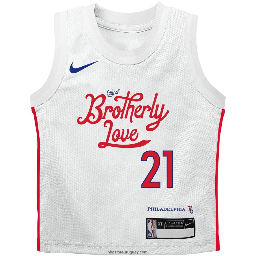 Preschool philadelphia 76ers joel embiid nike réplica de camiseta blanca 6L080N17238 NBA