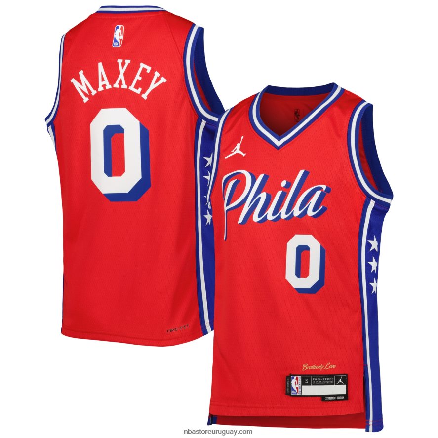 camiseta philadelphia 76ers tyrese maxey jordan brand rojo swingman 6L080N16743 NBA