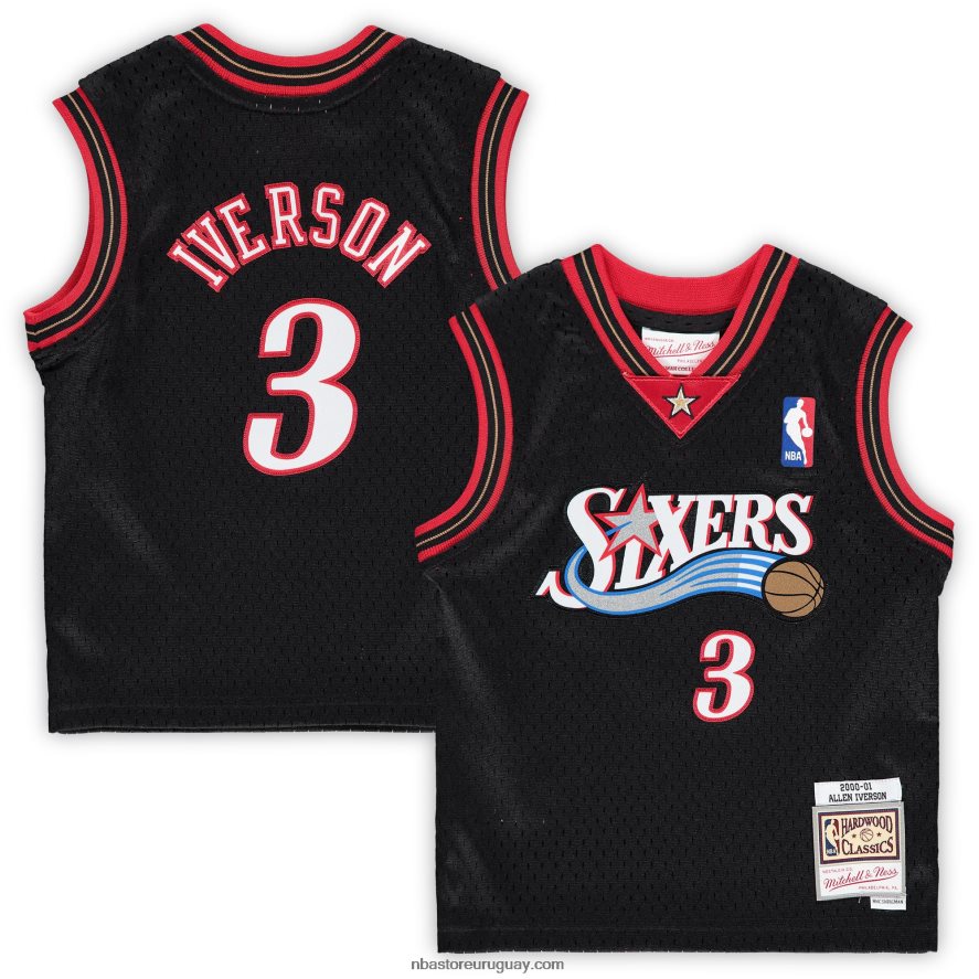 philadelphia 76ers allen iverson black hardwood classics playera de jugador retirado 6L080N16821 NBA