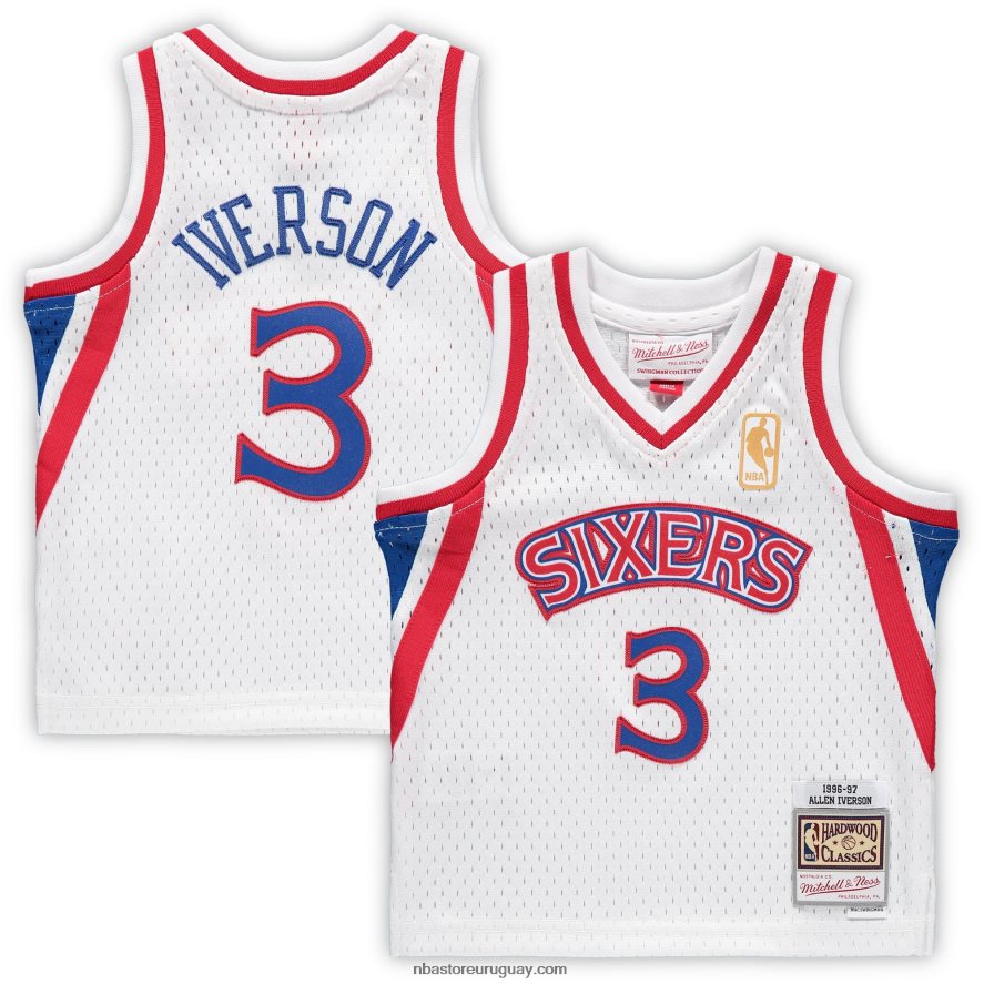 philadelphia 76ers allen iverson white hardwood classics playera de jugador retirado 6L080N16810 NBA