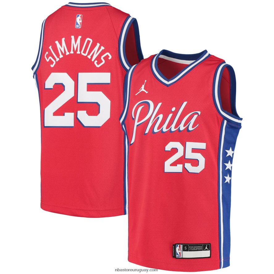 philadelphia 76ers ben simmons jordan brand rojo swingman jugador jersey 6L080N17777 NBA