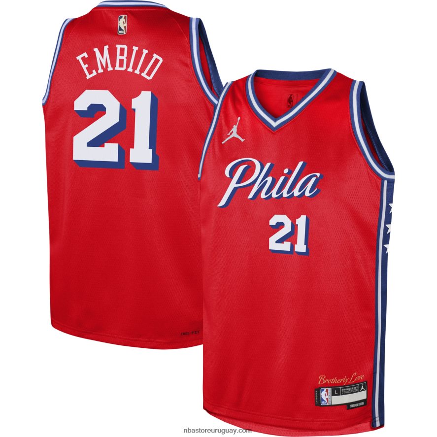 philadelphia 76ers joel embiid jordan marca rojo swingman jersey 6L080N16775 NBA