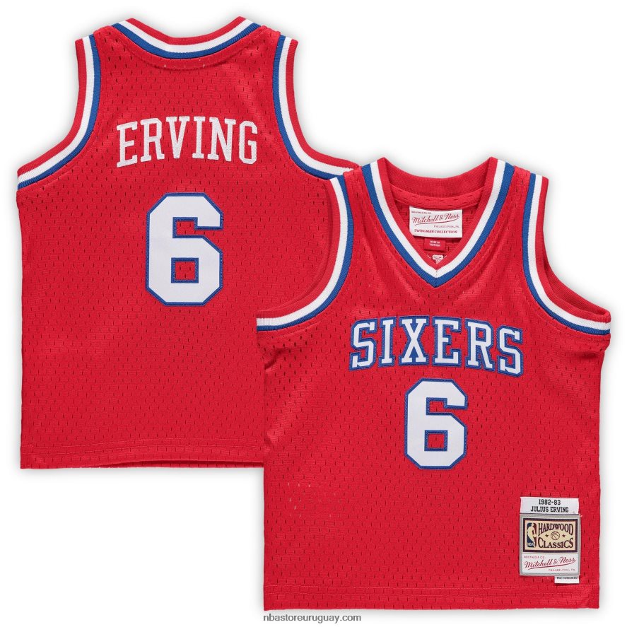 philadelphia 76ers julius erving rojo clásico de madera dura jugador retirado jersey 6L080N18437 NBA