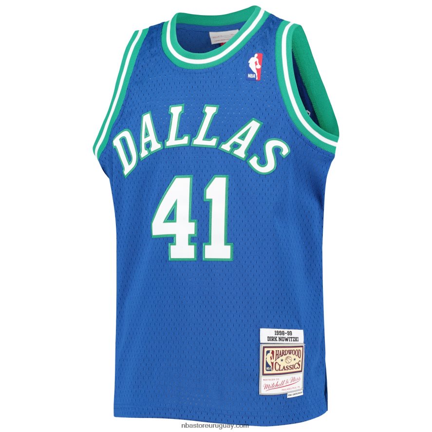 dallas mavericks dirk nowitzki mitchell & ness azul hardwood classics swingman jersey 6L080N16869 NBA