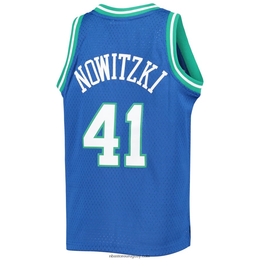 dallas mavericks dirk nowitzki mitchell & ness azul hardwood classics swingman jersey 6L080N16869 NBA