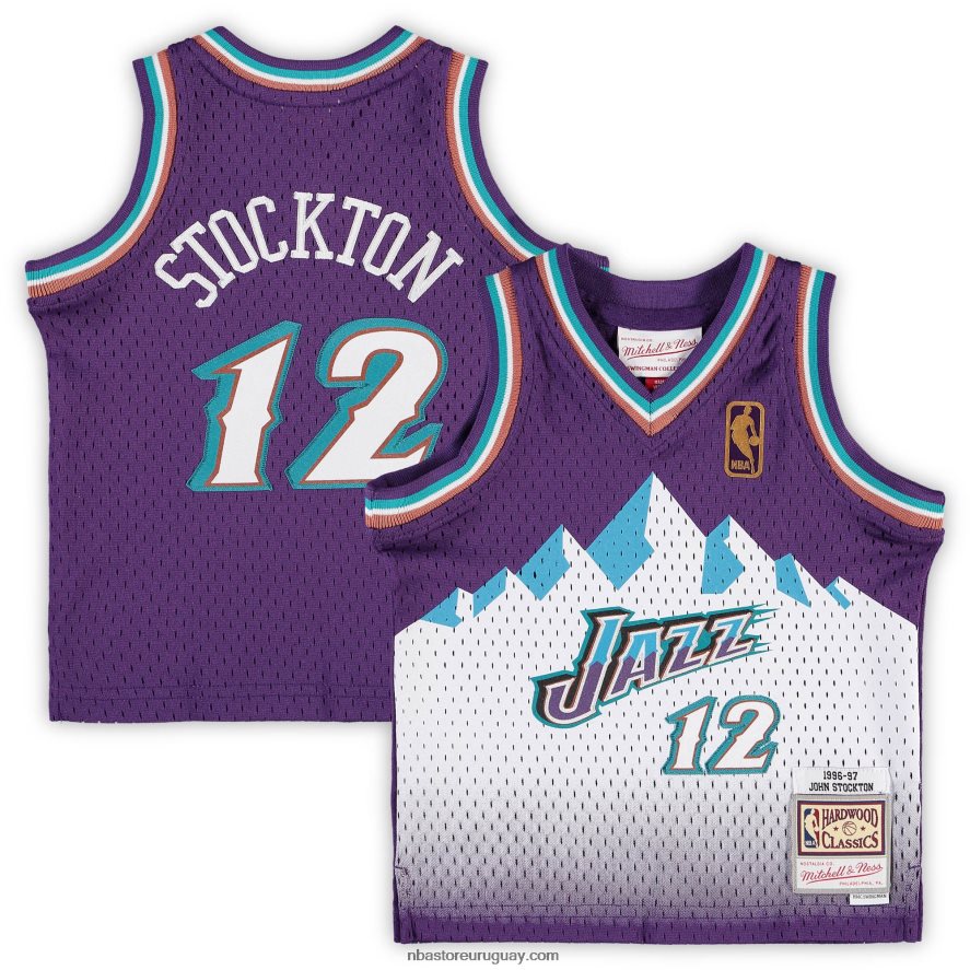 utah jazz john stockton mitchell & ness púrpura hardwood clásicos jugador retirado jersey 6L080N17445 NBA