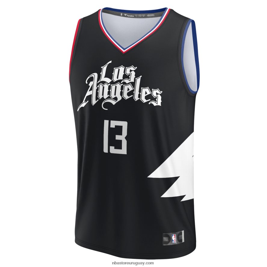 la clippers paul george camiseta negra de jugador de descanso rápido 6L080N16863 NBA