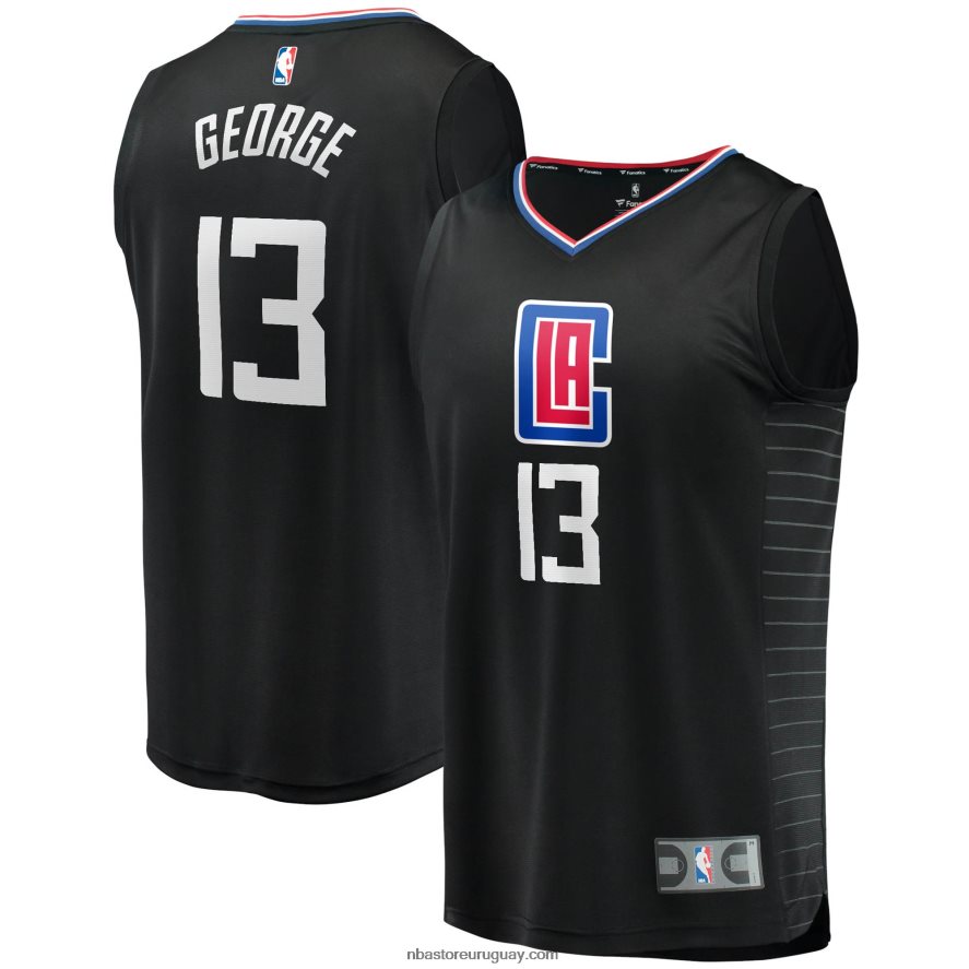 la clippers paul george camiseta negra de jugador de descanso rápido 6L080N17888 NBA