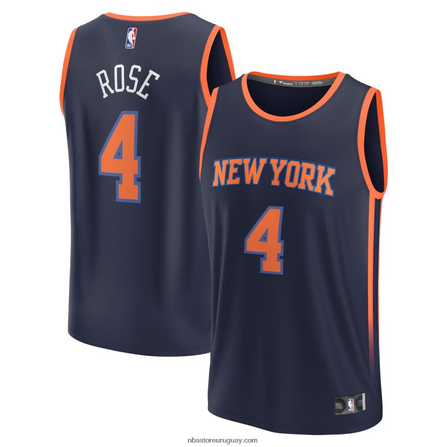 New York Knicks Derrick Rose camiseta de jugador de ruptura rápida azul marino 6L080N17081 NBA