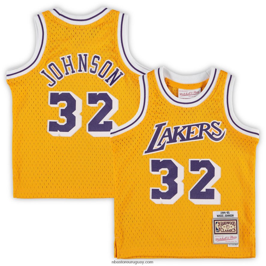 camiseta de jugador retirado de los angeles lakers magic johnson mitchell & ness gold 6L080N16802 NBA