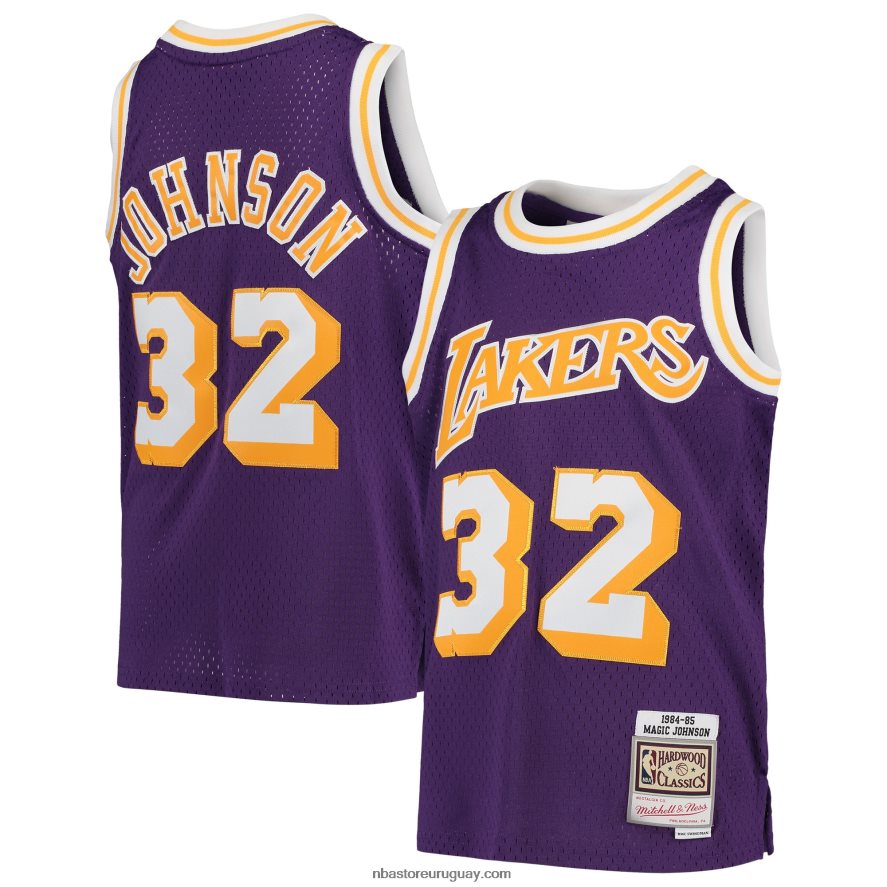 camiseta de los angeles lakers magic johnson purple 1984-85 hardwood classics swingman throwback 6L080N16975 NBA
