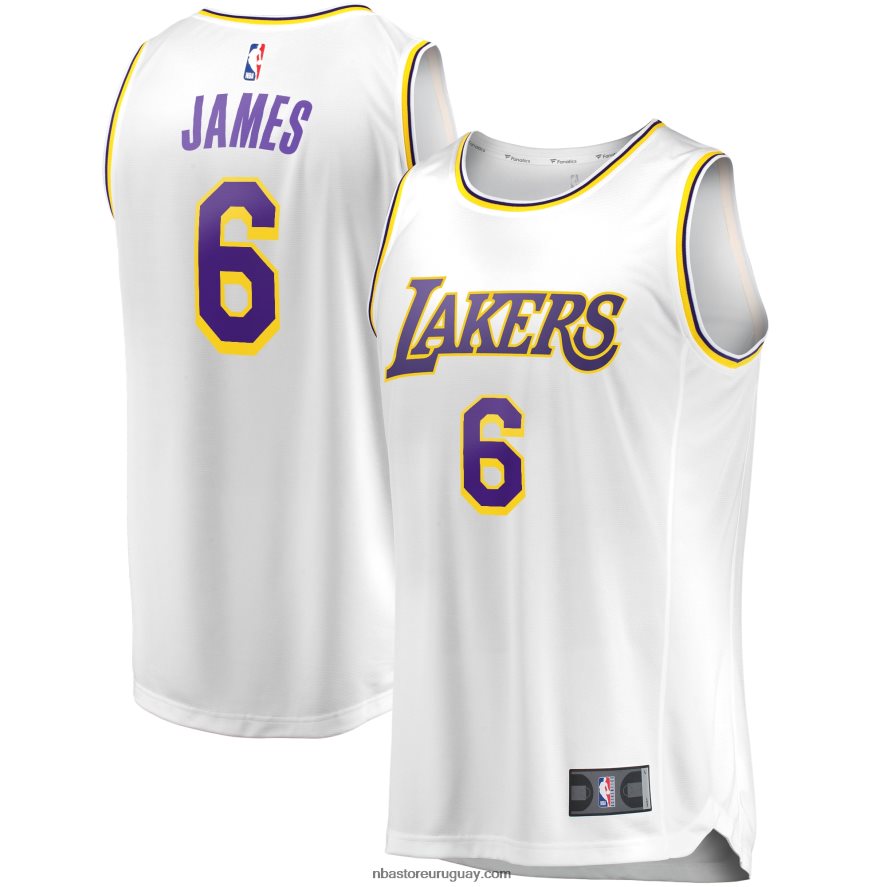 los angeles lakers lebron james blanco # 6 fast break replica jugador jersey 6L080N16823 NBA