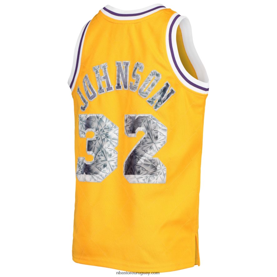 los angeles lakers magic johnson gold hardwood classics 75 aniversario diamante jersey 6L080N17605 NBA