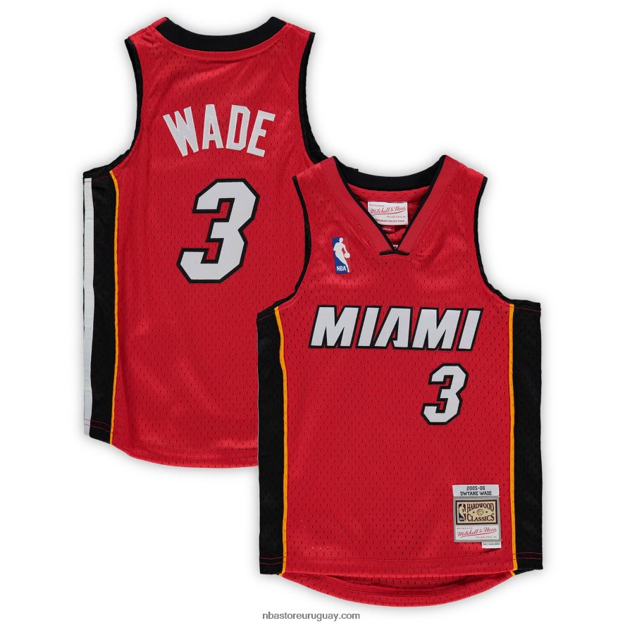 preescolar miami heat dwyane wade mitchell & ness rojo hardwood classics player jersey 6L080N16878 NBA