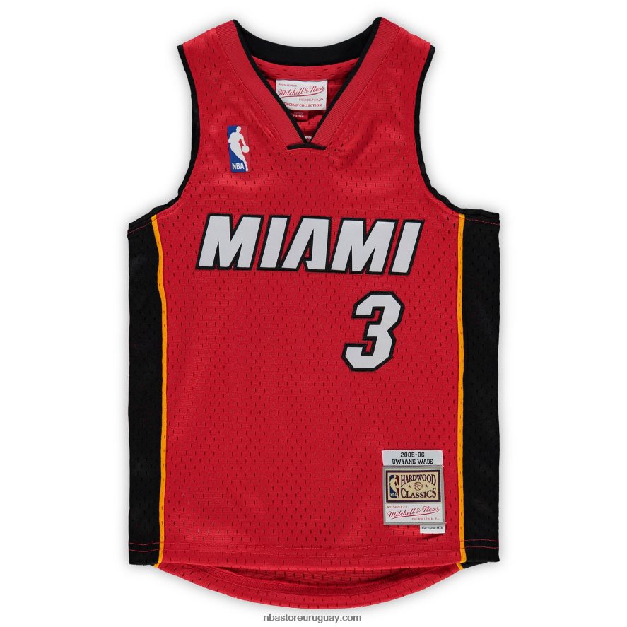 preescolar miami heat dwyane wade mitchell & ness rojo hardwood classics player jersey 6L080N16878 NBA