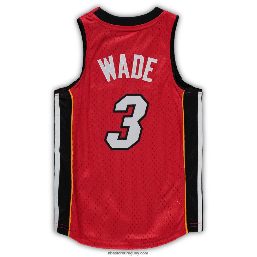 preescolar miami heat dwyane wade mitchell & ness rojo hardwood classics player jersey 6L080N16878 NBA