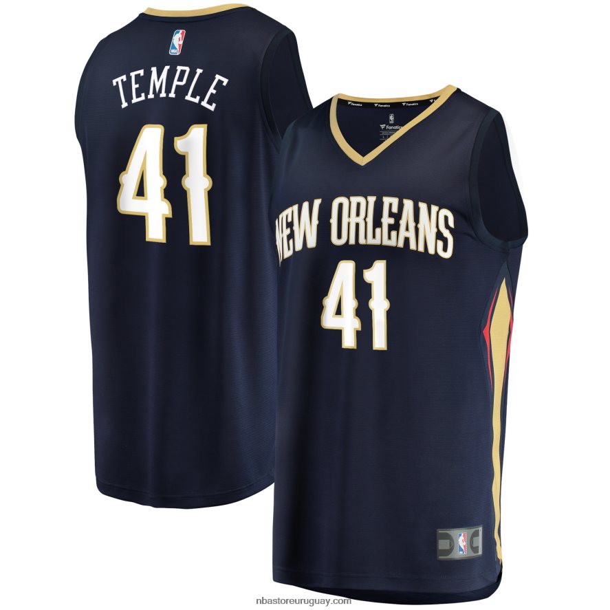 New Orleans Pelicans Garrett Temple Navy Réplica de camiseta de descanso rápido 6L080N18365 NBA