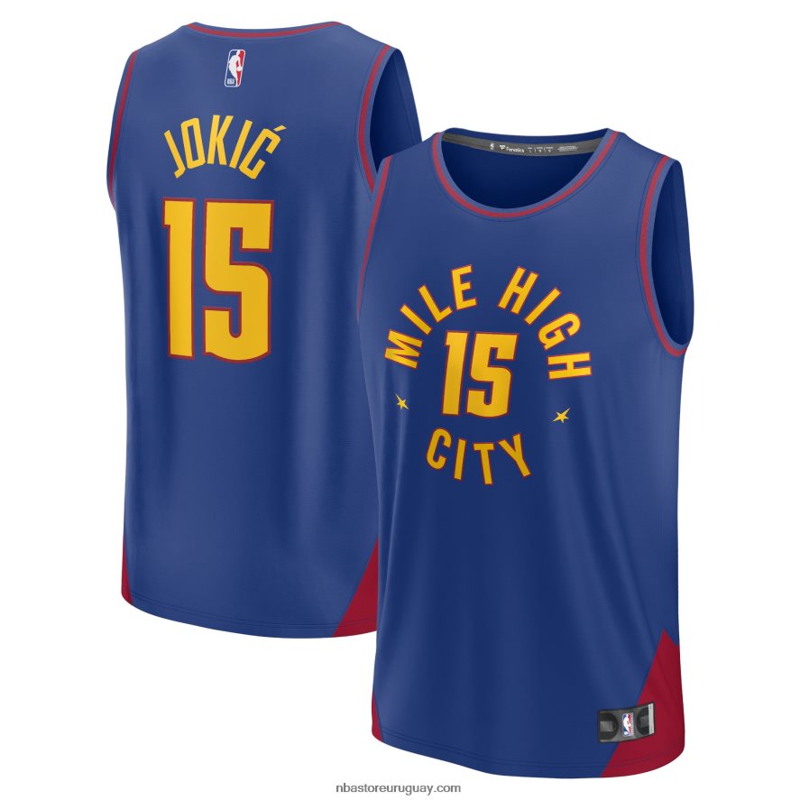 denver nuggets nikola jokic camiseta azul de jugador de descanso rápido 6L080N16769 NBA