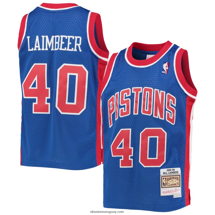 detroit pistons bill laimbeer mitchell & ness azul 1988-89 hardwood classics swingman jersey 6L080N17757 NBA
