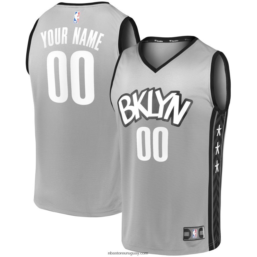 réplica de camiseta personalizada gris de brooklyn nets fast break 6L080N16851 NBA