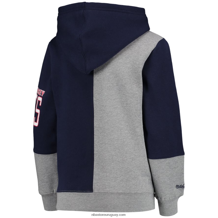 new jersey nets blue/heathered grey hardwood classics sudadera con capucha de forro polar de color dividido 6L080N17820 NBA