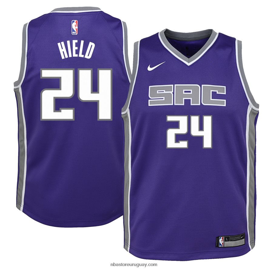 Camiseta de los Sacramento Kings Buddy Hield Nike Swingman púrpura 6L080N19328 NBA